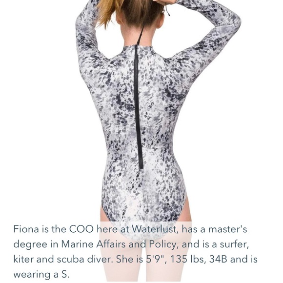 Waterlust recycled zip surf paddle swim suit long sleeve mock neck - medium - Picture 2 of 12